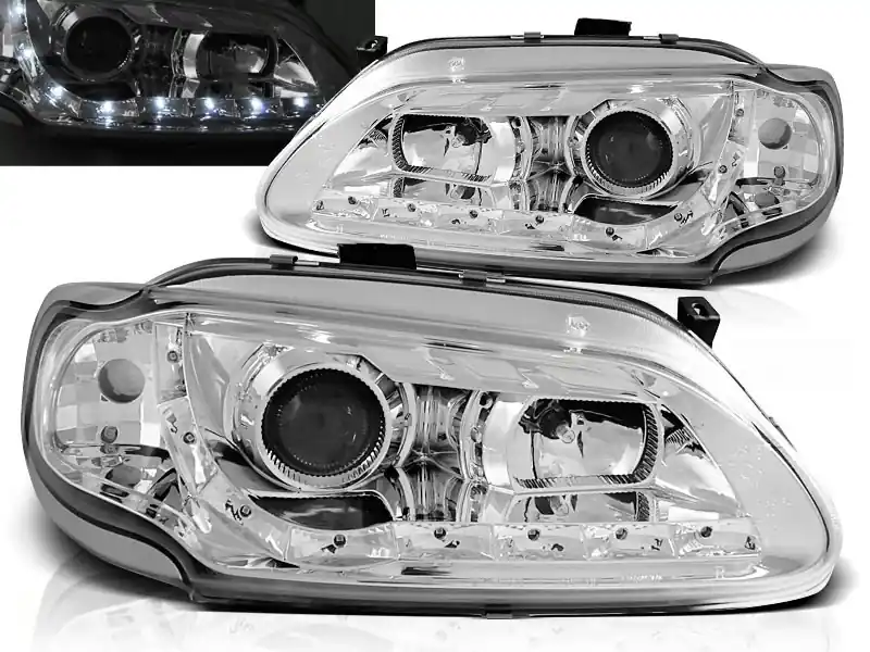 RENAULT MEGANE / SCENIC 96-99 - přední chrom světla s LED svícením Cenově Výhodný