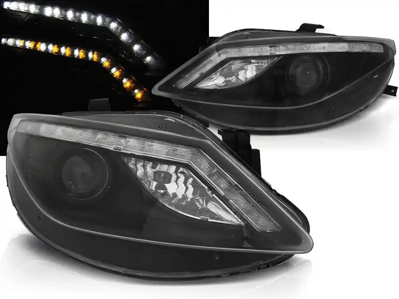 SEAT IBIZA 6J 08-12 - přední černá světla s LED svícením a LED blinkrem Ověřený