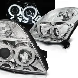 SUZUKI SWIFT 05-10 - přední chrom světla ANGEL EYES CCFL Sleva