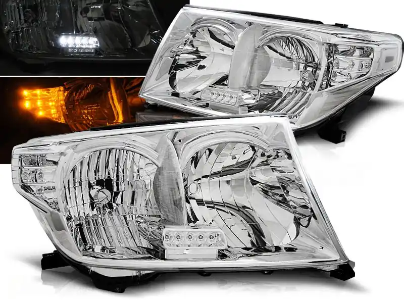 TOYOTA LAND CRUISER FJ200 07-12 - přední chrom světla s LED blinkrem Nová Kolekce