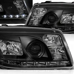 VW BORA 98-05 - přední černá světla s LED svícením Cenový Hit