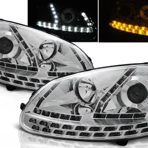 Ihned K Objednání VW GOLF 5 - přední chrom světla s LED svícením a LED blinkrem