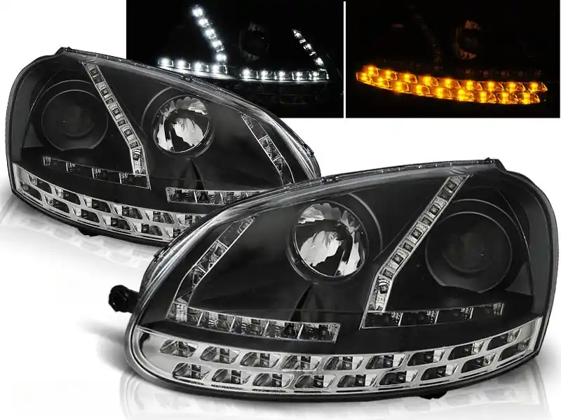 Jen Po Omezenou Doba VW GOLF 5 - přední černá světla s LED svícením a LED blinkrem