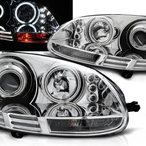 Oblíbený VW GOLF 5 - přední chrom světla ANGEL EYES CCFL