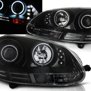 VW GOLF 5 - přední černá světla ANGEL EYES CCFL Tovární Cena