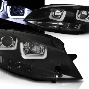 Ověřený VW GOLF 7 12-17 - přední černá světla s LED denním svícením U-TYPE