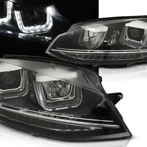 Tovární Cena VW GOLF 7 12-17 - přední černá světla s LED denním svícením U-TYPE