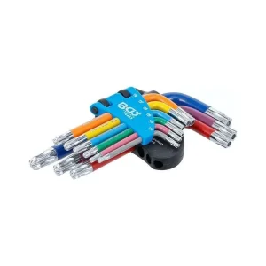 Zástrčné klíče Torx s otvorem T10-T50 barevné, krátké s kuličkou, sada 9 ks - BGS 74463 Cenový Hit