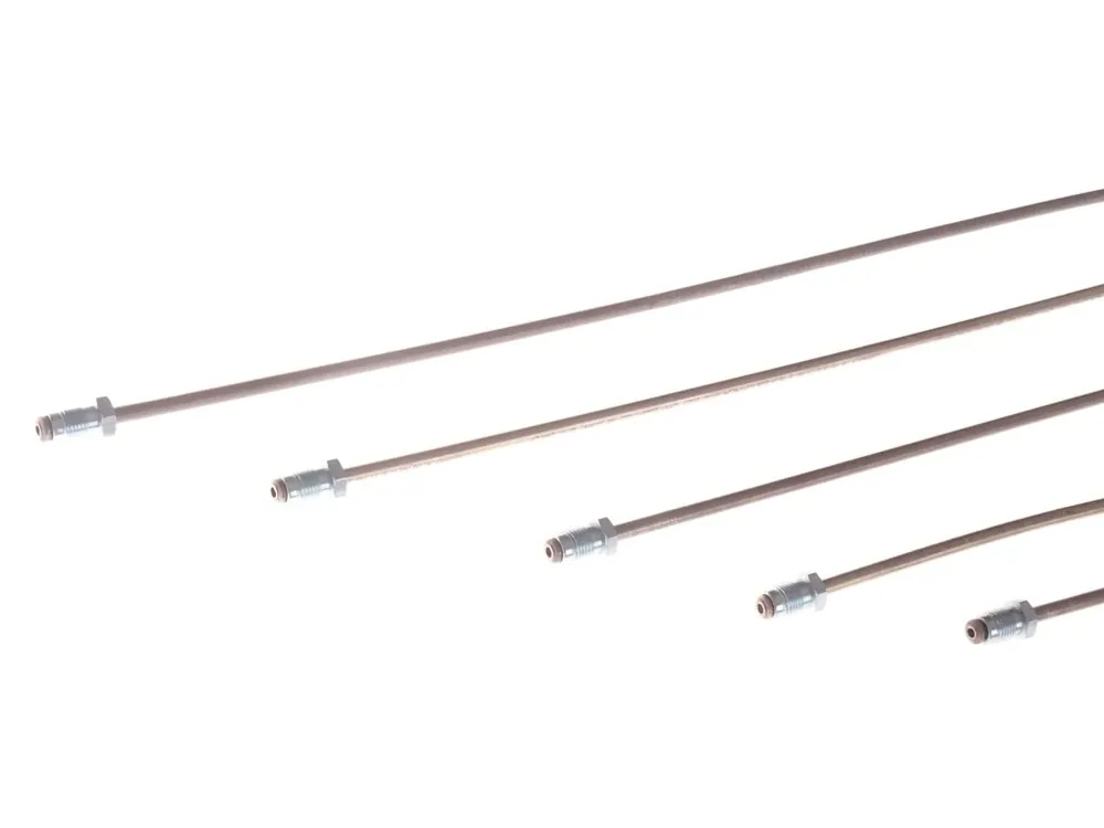 Brzdové trubky 4,75 mm, s holendry typu F, zapertlované, měď/nikl, různé délky Super Cena