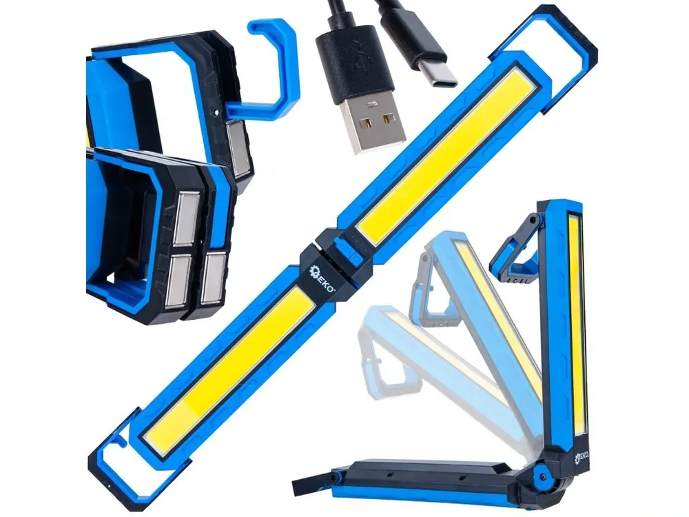 Skládací LED svítilna COB 10 W 1000 lm, 4000 mAh, s magnety - GEKO Cenový Hit