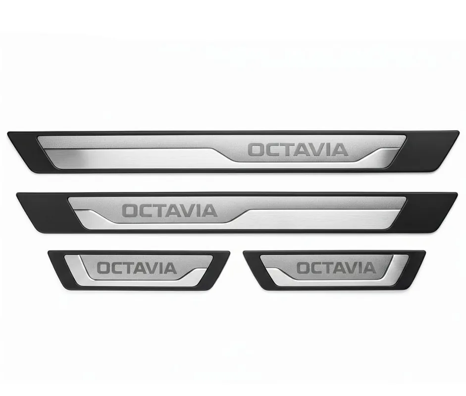 Autentický Prahové lišty Škoda Octavia IV přední + zadní, originál nerezové + PVC