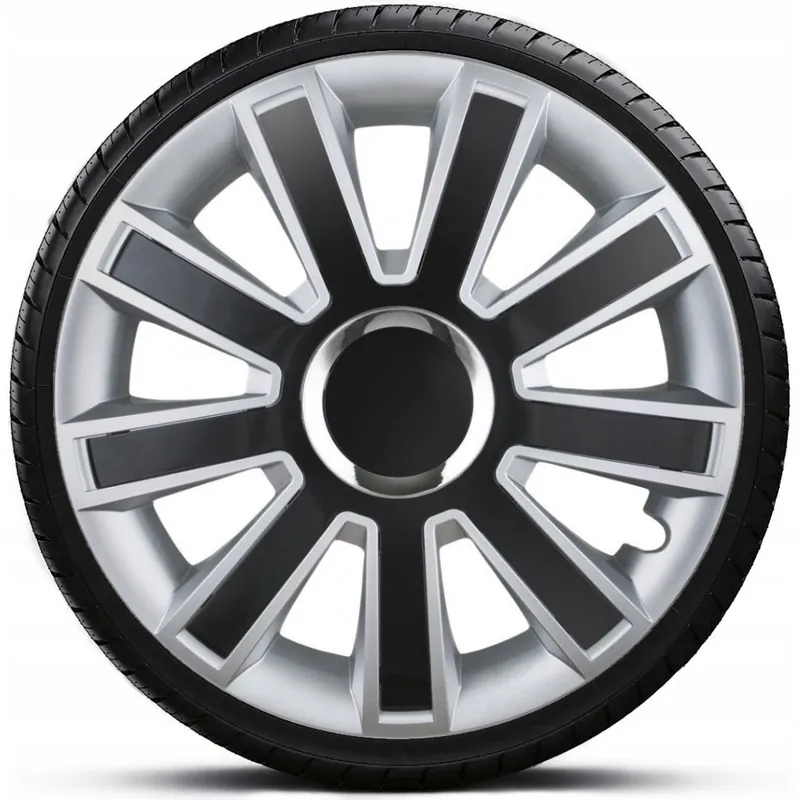 Poklice na kola - kryty kol FLASH black silver 15" - sada 4 ks - Leoplast Must-Have