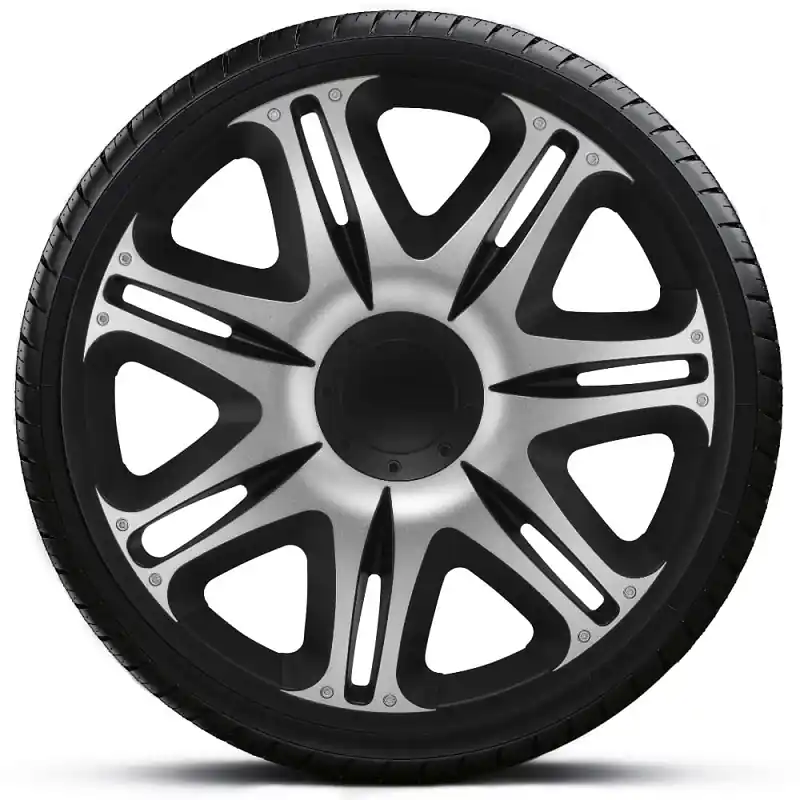 Poklice na kola - kryty kol Nascar Silver Black 16" - sada 4 ks - J-TEC Kup Teď