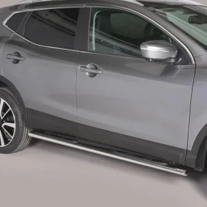 nerezový boční rám - oválný 95x60mm s černými plastovými stupátky pro Nissan Qashqai II, od r.v. 2014- Tovární Cena
