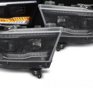Ověřený DODGE RAM 19-22 - přední světla černá TUBE SEQ