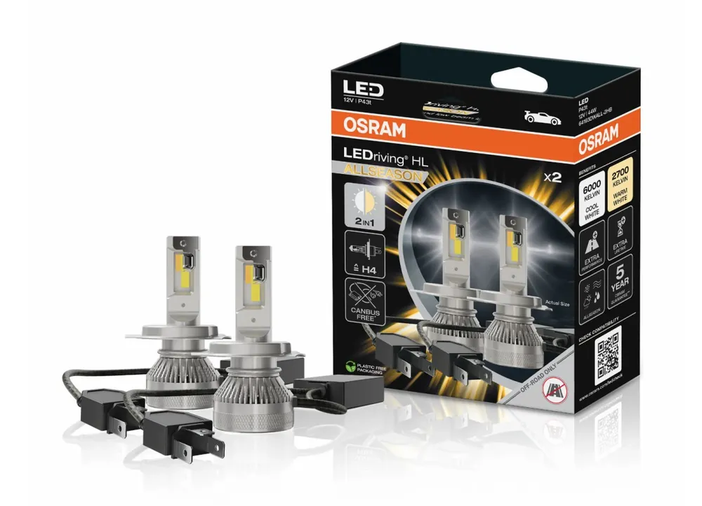 Autentický OSRAM LEDriving HL ALLSEASON LED autožárovky H4 s přepínatelnou barvou světla