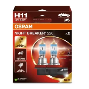 OSRAM NIGHT BREAKER 220 autožárovky H11 - o 220% více světla, 2 ks v balení Časově Omezené