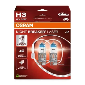 OSRAM NIGHT BREAKER LASER autožárovky H3 - o 150% více světla, 2 ks v balení Přímo Od Výrobce