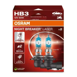 Vysoce Kvalitní OSRAM NIGHT BREAKER LASER autožárovky HB3 - o 150% více světla, 2 ks v balení