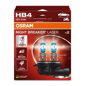 OSRAM NIGHT BREAKER LASER autožárovky HB4 - o 150% více světla, 2 ks v balení Autentický