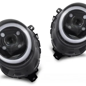 Mini Cooper F55/F56/F57 2014-2017 - přední světla TUBE ČERNÁ LESKLÁ DRL Nejlepší Volba