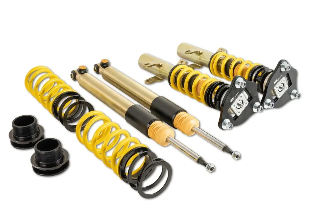 Výškově stavitelný podvozek ST Suspensions ST XTA plus 3 s 3-cestně nastavitelnou tuhostí a unibaly pro BMW řada 3 Touring E91 max zatížení PN do 1090 kg Značkový